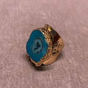 Gold Plated Agate Stone Statement Ring